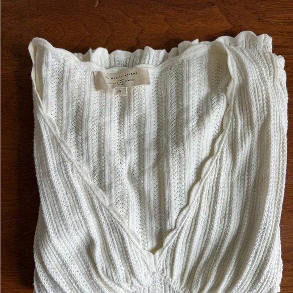 Sezane Cream Ribbed Knit Chloe Top - Picture 4 of 5